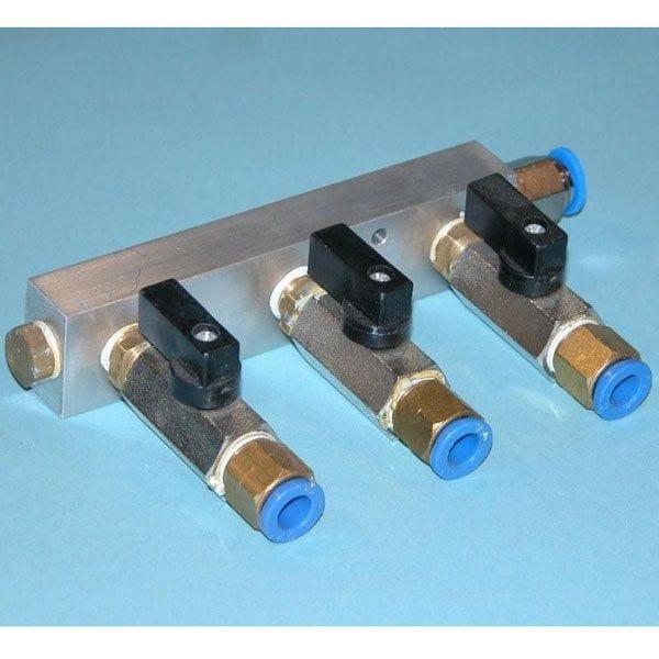 3-Port Manifold for Vacuum Pump, Billet Aluminum, Anodized 1/4" NPT